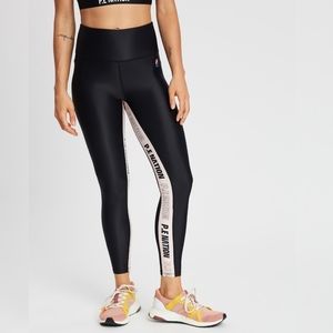 P.E Nation Passing Fast Leggings Size XS Black Pink Logo